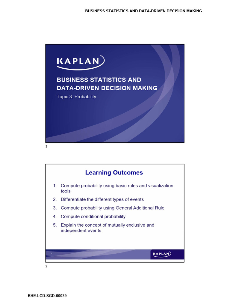 Probability Concepts in Business Statistics | PDF | Probability ...