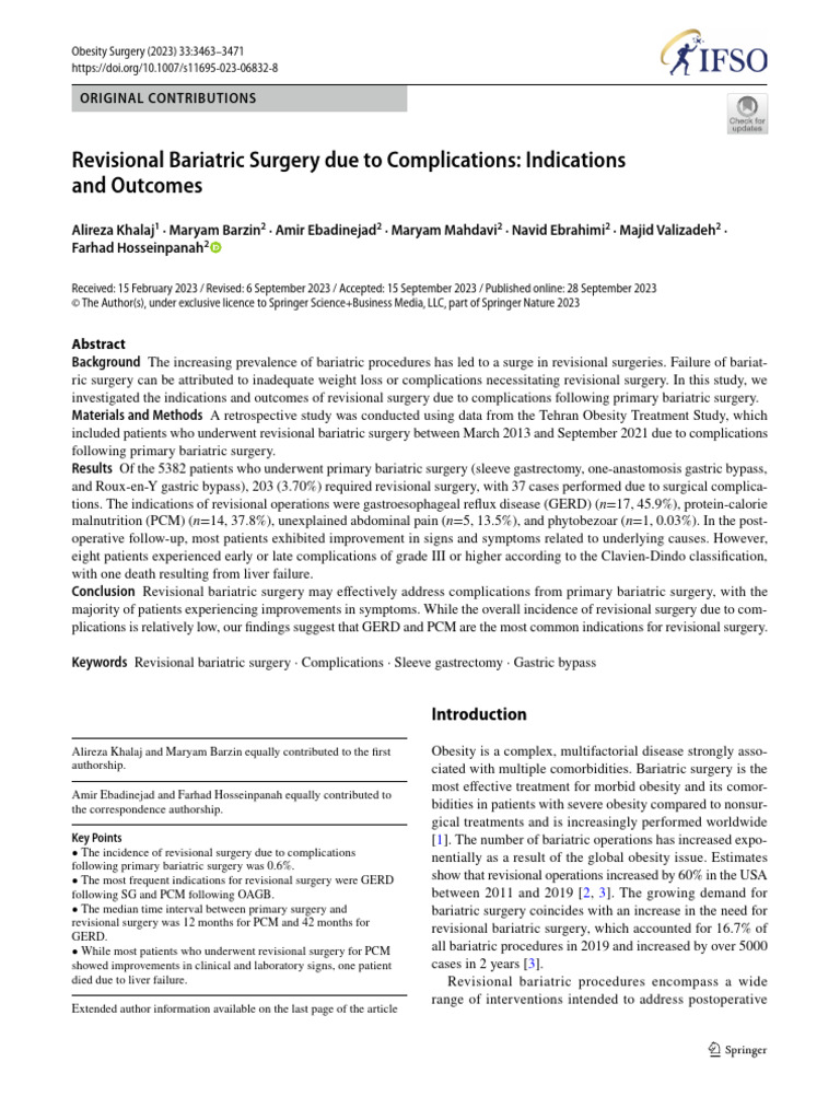 Revisional Bariatric Surgery Outcomes | PDF | Bariatric Surgery ...