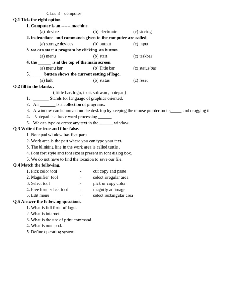 Class-3 Computer Sakshi Sharma | PDF