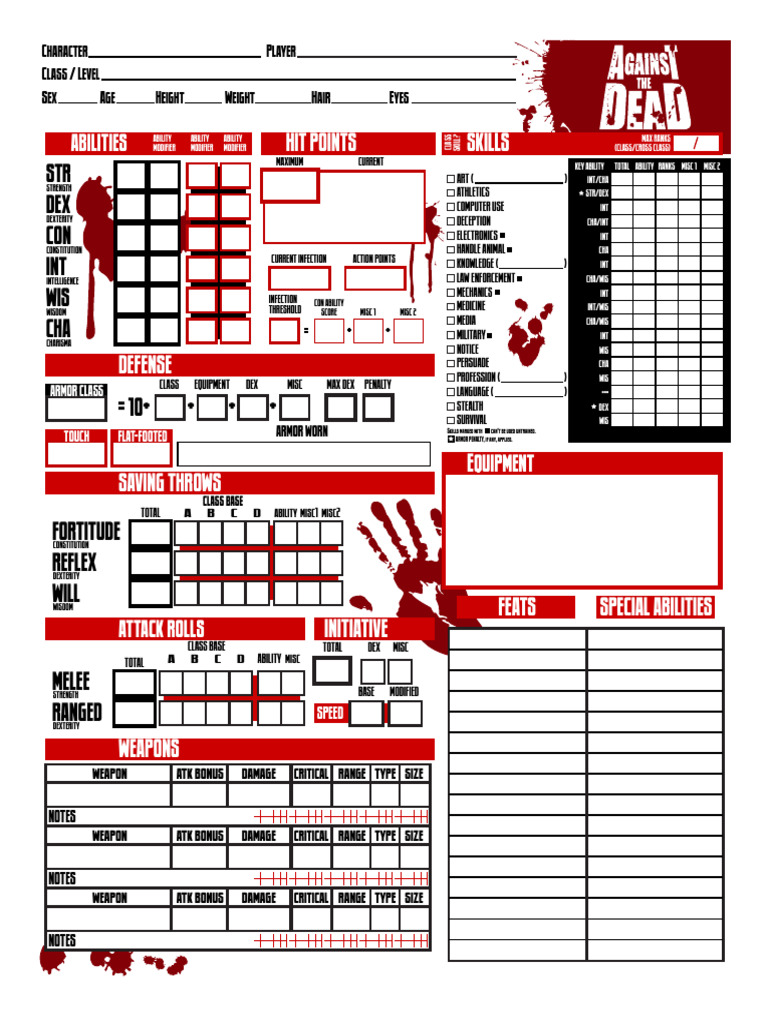 AtD Character Sheet | PDF | Role Playing Games | Gaming