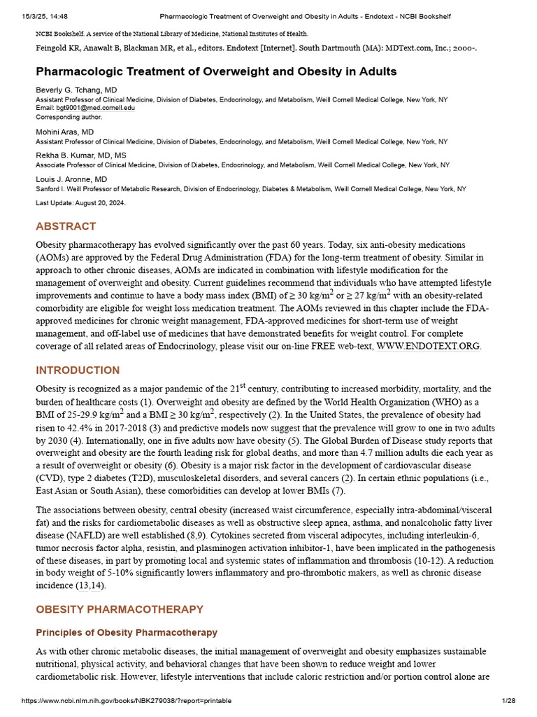 2025 Pharmacologic Treatment of Overweight and Obesity in Adults ...