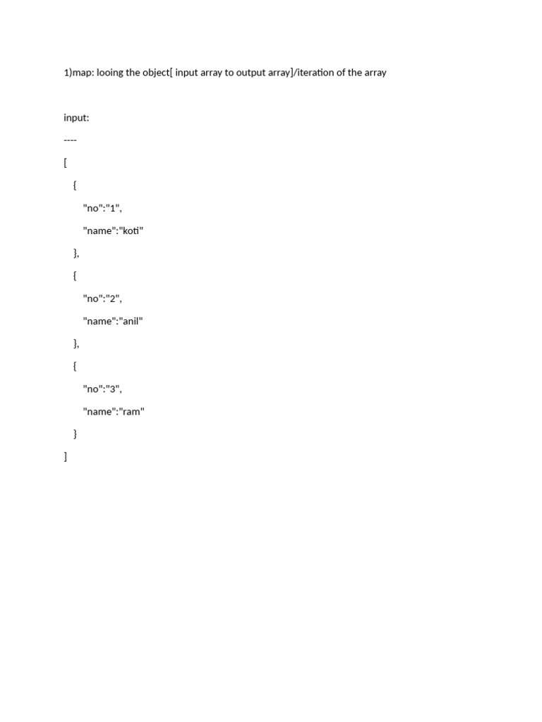 1) Map: Looing The Object (Input Array To Output Array) /iteration of ...