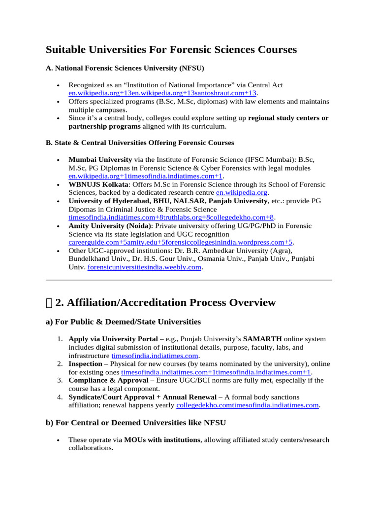 NFSU Forensic Science Programs Overview | PDF