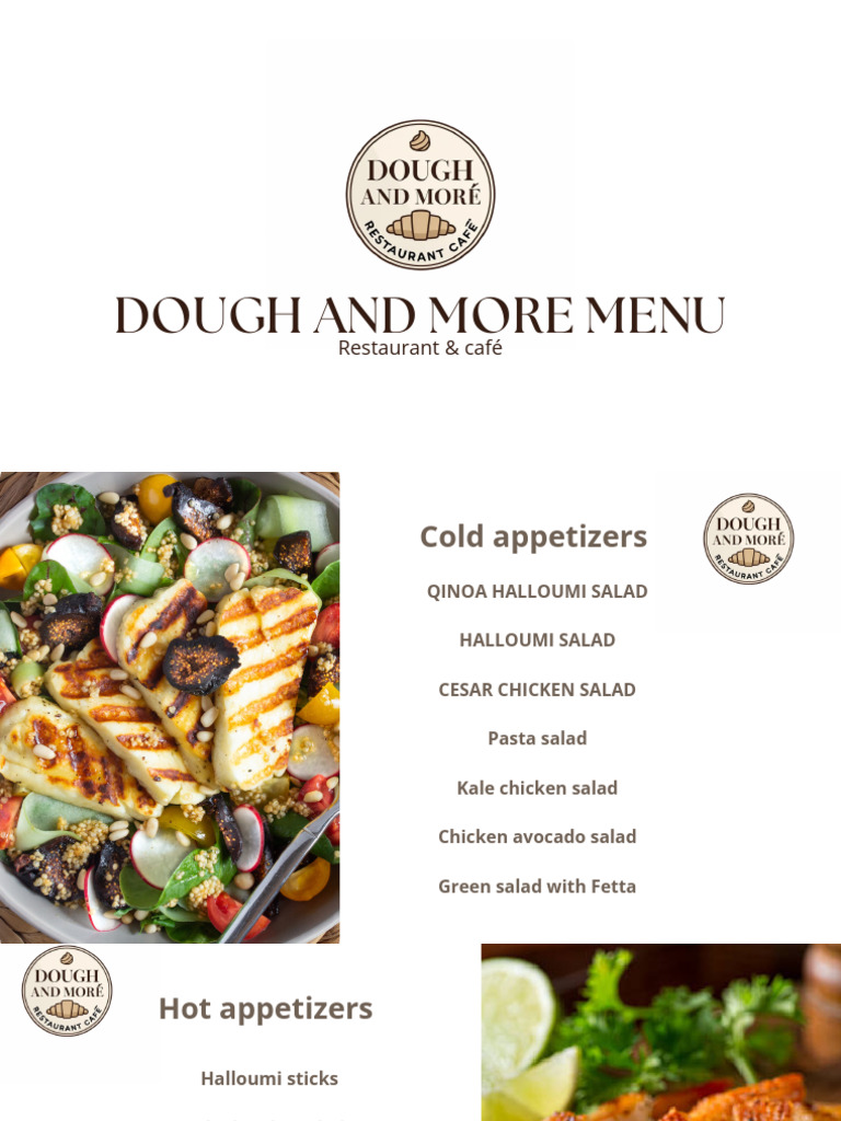 Dough and More Menu Highlights | PDF | Salad | Hamburgers