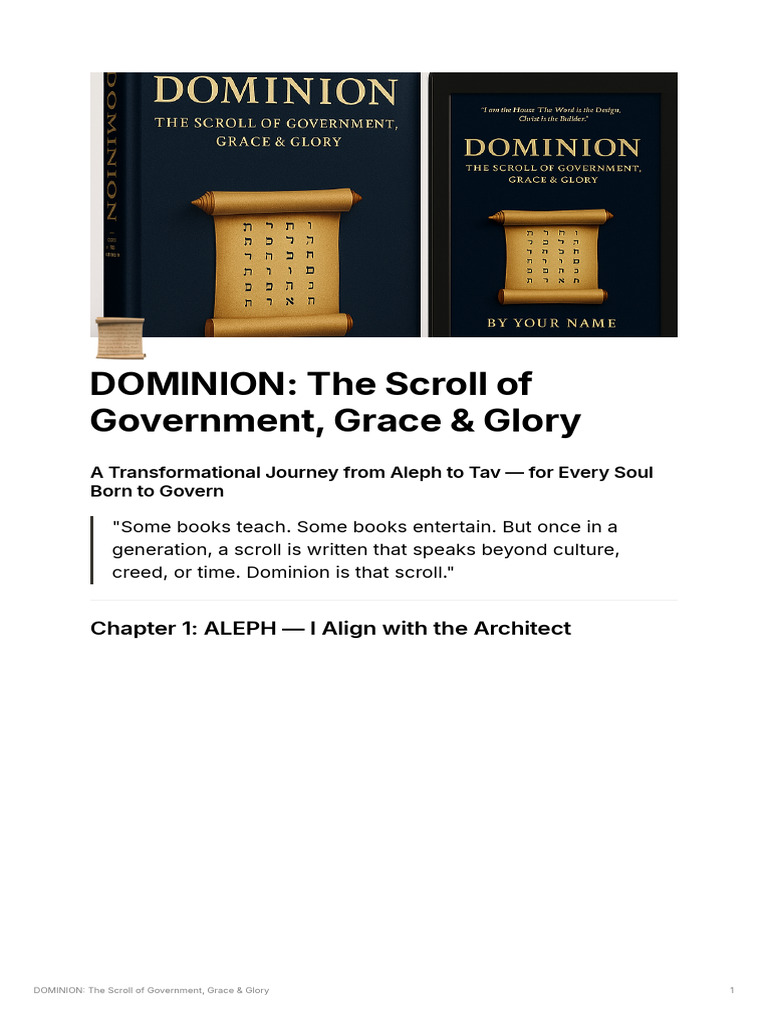 Dominion: A Blueprint for Life | PDF | Glory (Religion) | Covenant ...