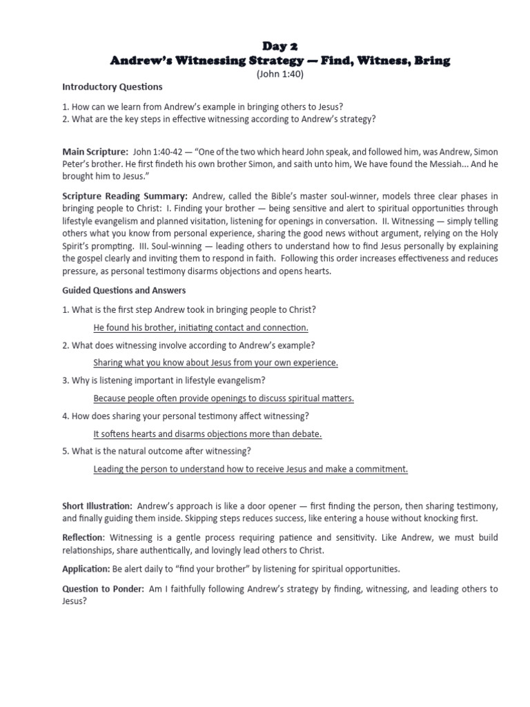 Andrew's 3-Step Witnessing Strategy | PDF | Jesus | Systematic Theology