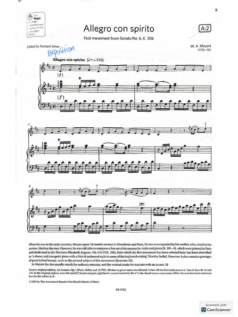 Allegro Con Spirito - Piano and Violin | PDF