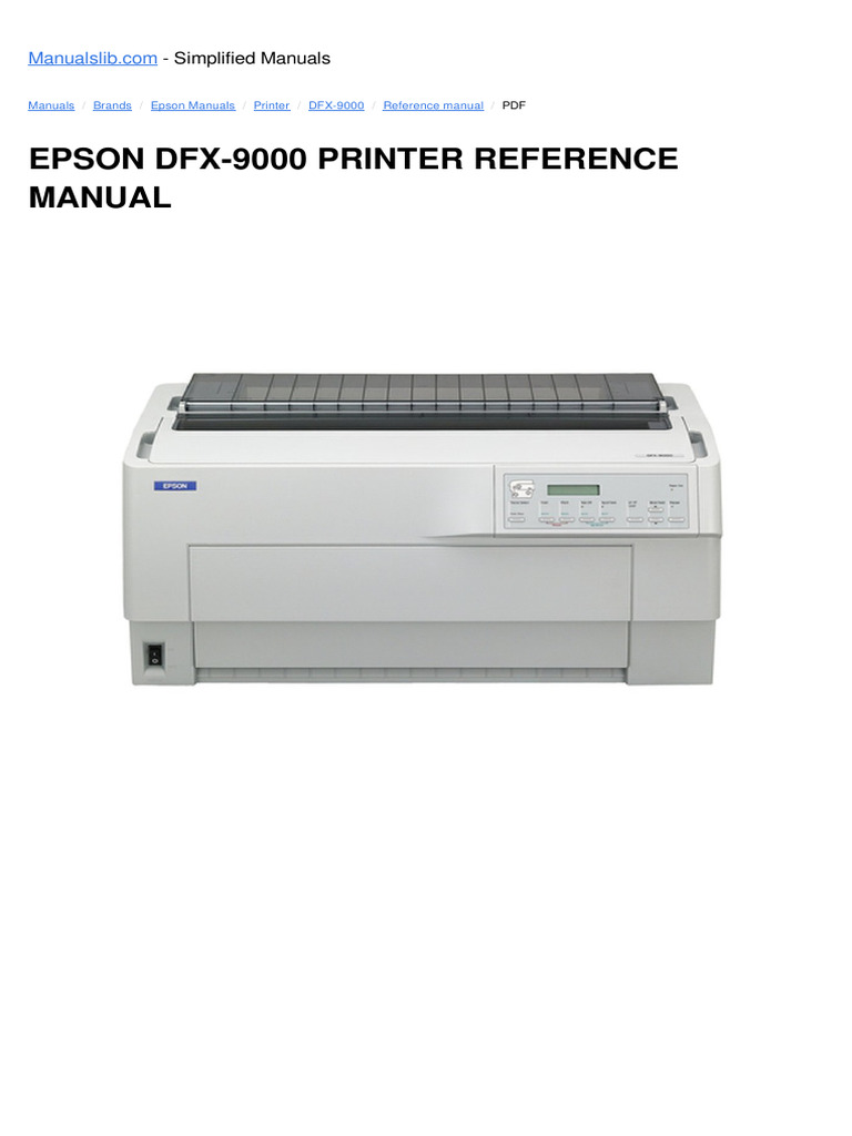 Epson DFX-9000 Printer Reference Manual | PDF | Printer (Computing ...