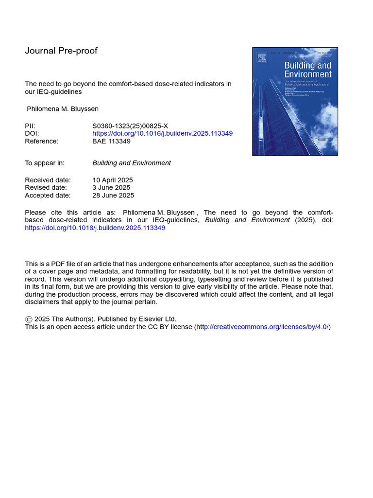 The Need To Go Beyond The Comfort-Based Dose-Related Indicators in Our ...
