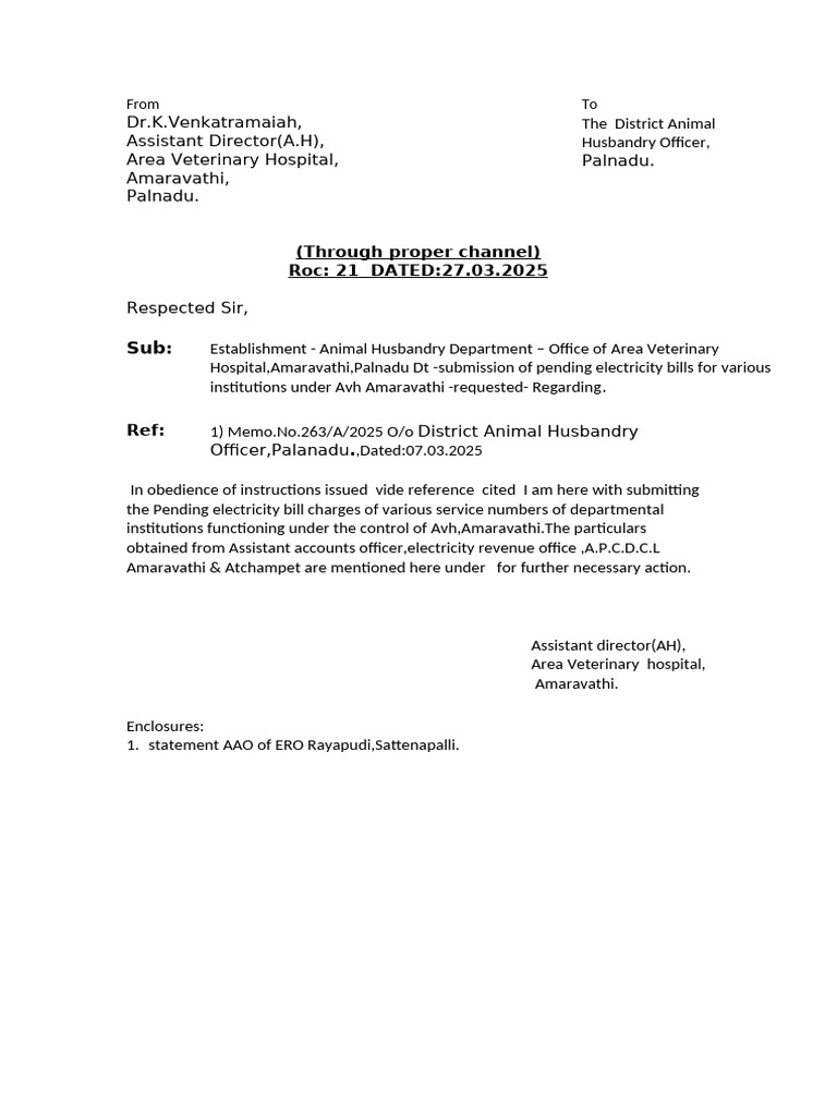 Power Bill CVR Letter | PDF