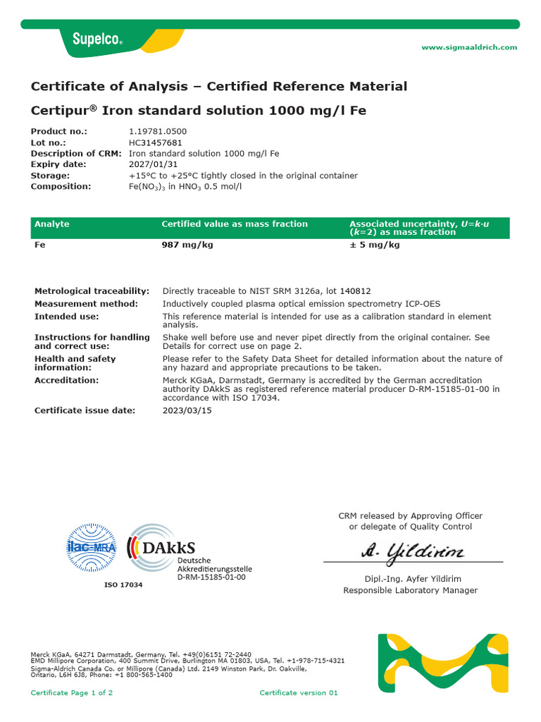 Certified Reference Material for Iron | PDF