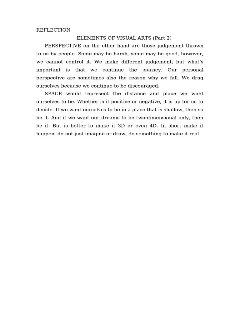 Elements of Visual Arts (Part 2) Reflection | PDF