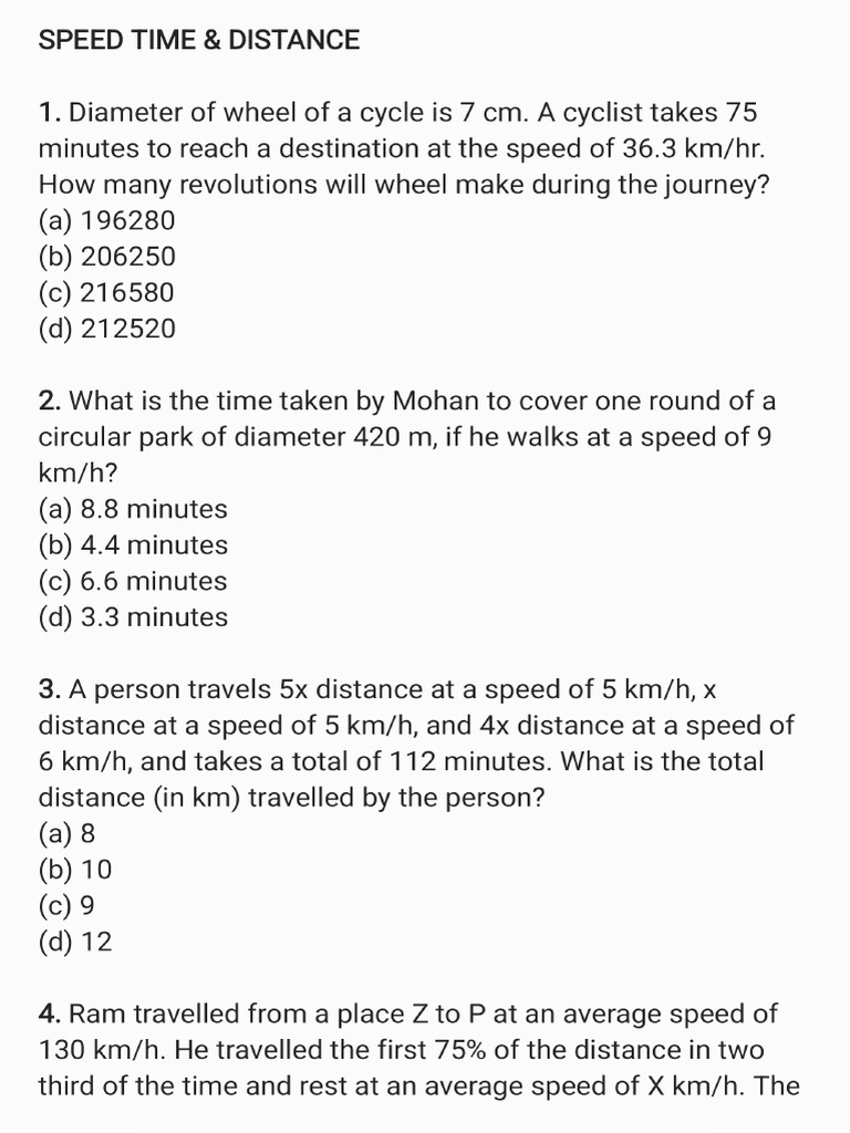 Speed Time Dis 1 | PDF