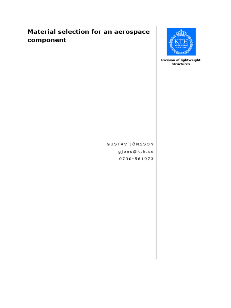 Aerospace Component Material Selection | PDF | Strength Of Materials ...