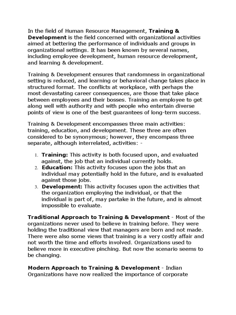 Training and Development Theory | PDF | Employment | Human Resource ...