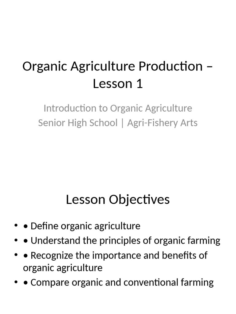 Introduction To Organic Agriculture Pdf