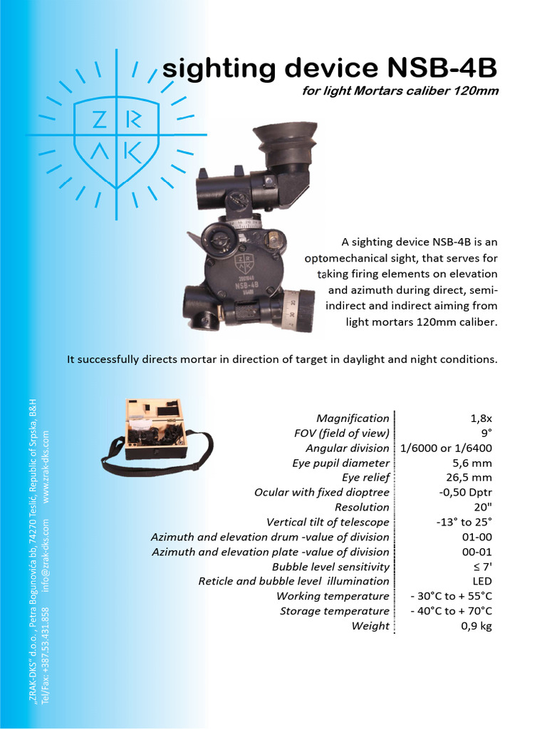 NSB-4B Sighting Device for 120mm Mortars | PDF