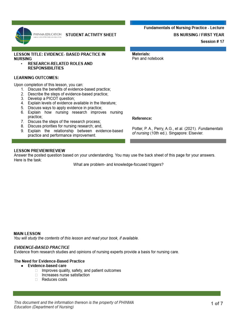 Evidence-Based Nursing Practice Guide | PDF | Evidence Based Medicine ...