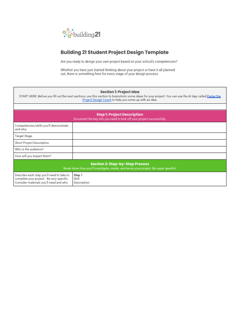 Student Project Design Template | PDF | Cognitive Science | Learning