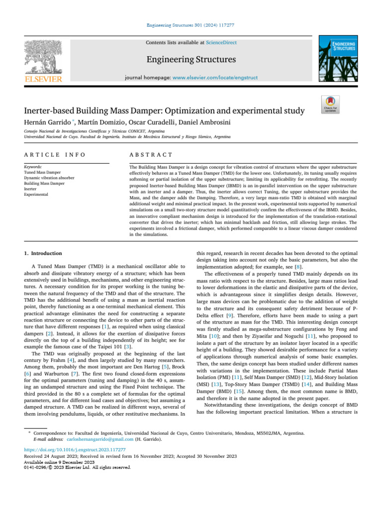 2024-Inerter-Based Building Mass Damper-Optimization and Experimental ...