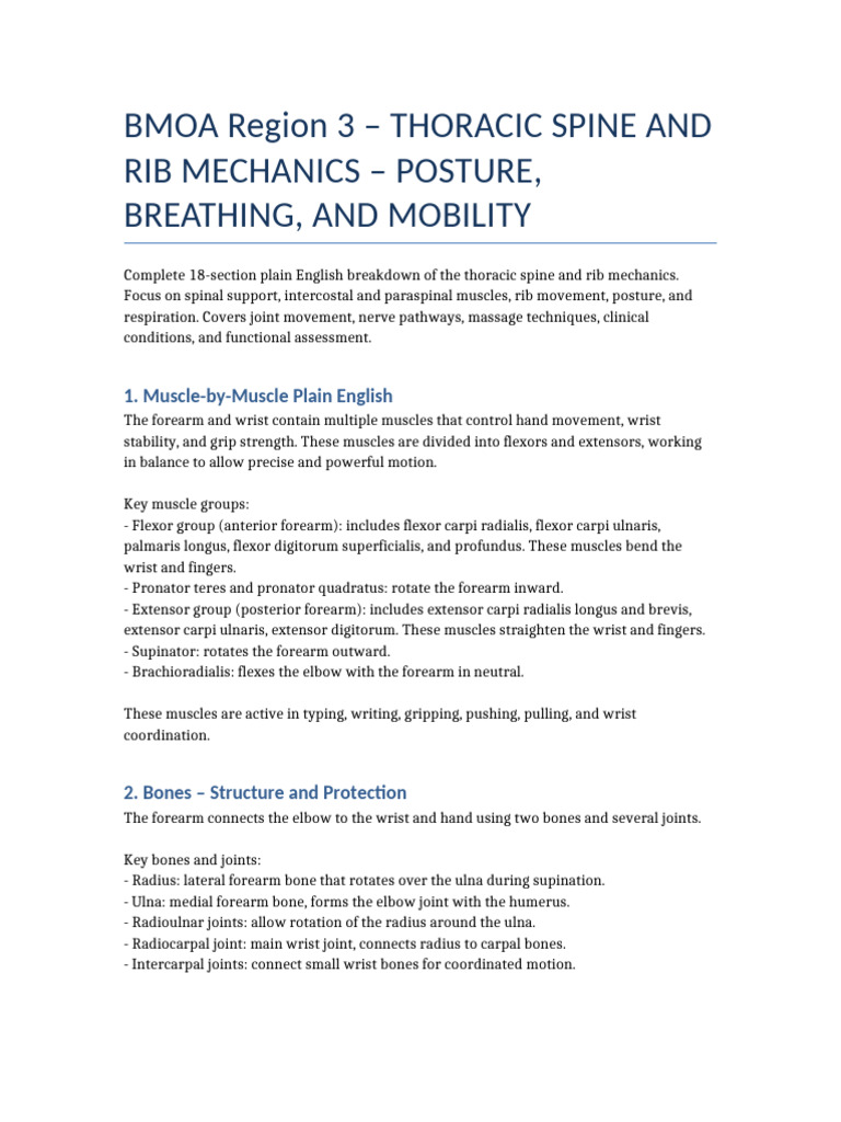 Rib Movement Mechanics in Thoracic Spine | PDF | Anatomical Terms Of ...