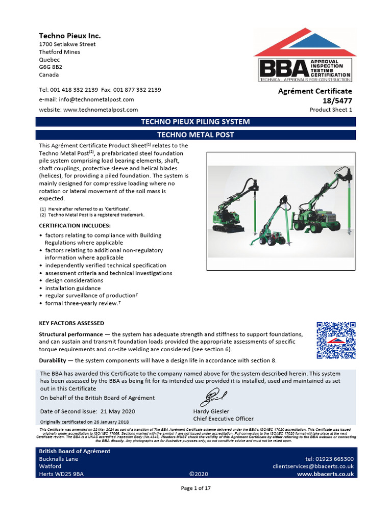 Bba Agrement Certificate May 2024 | PDF | Deep Foundation | Screw
