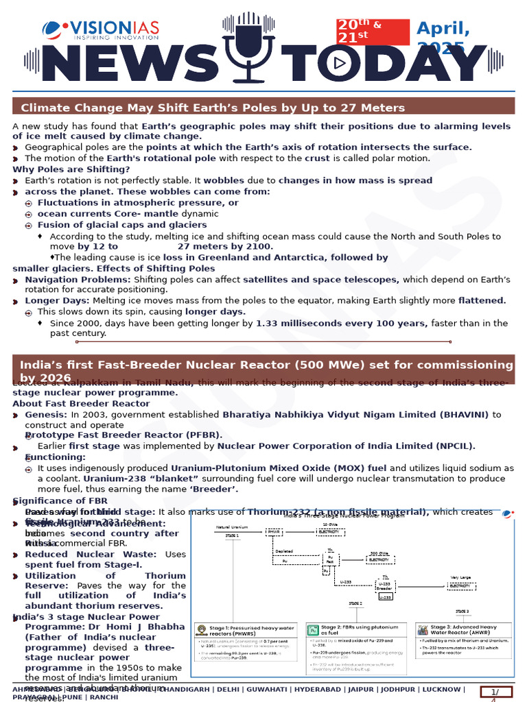VisionIAS Daily Current Affairs 20 & 21 April 2025 | PDF | Earth ...
