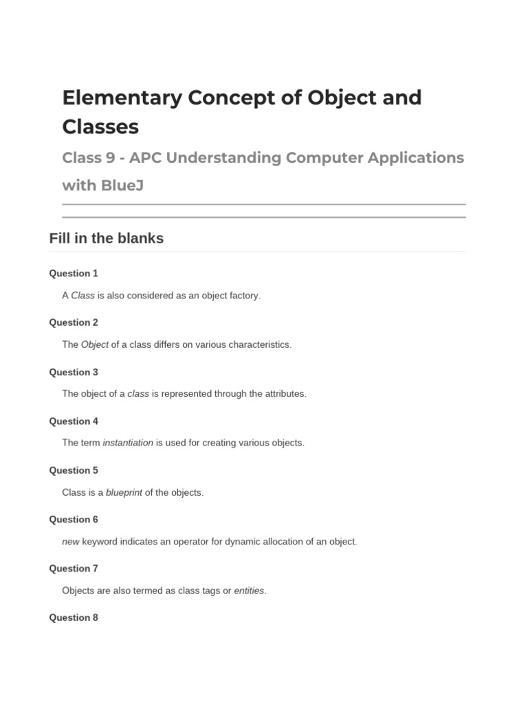 Elementary Concept Object&Classes | PDF | Object (Computer Science ...