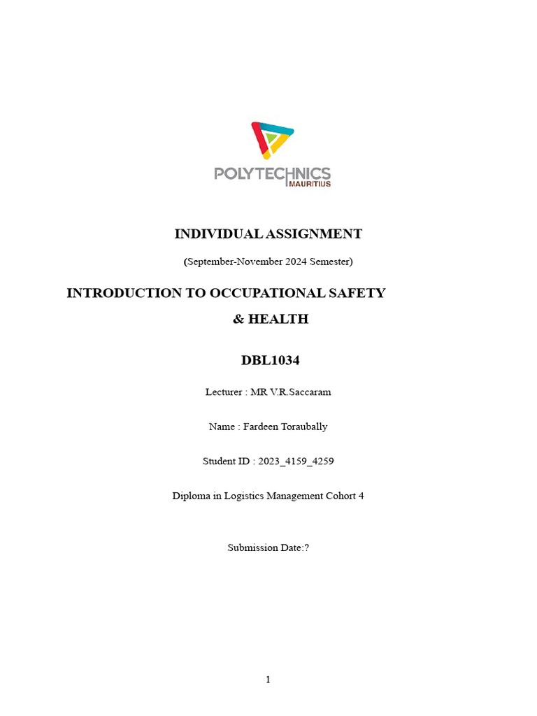 Occupational Safety & Health Overview | PDF | Occupational Safety And ...