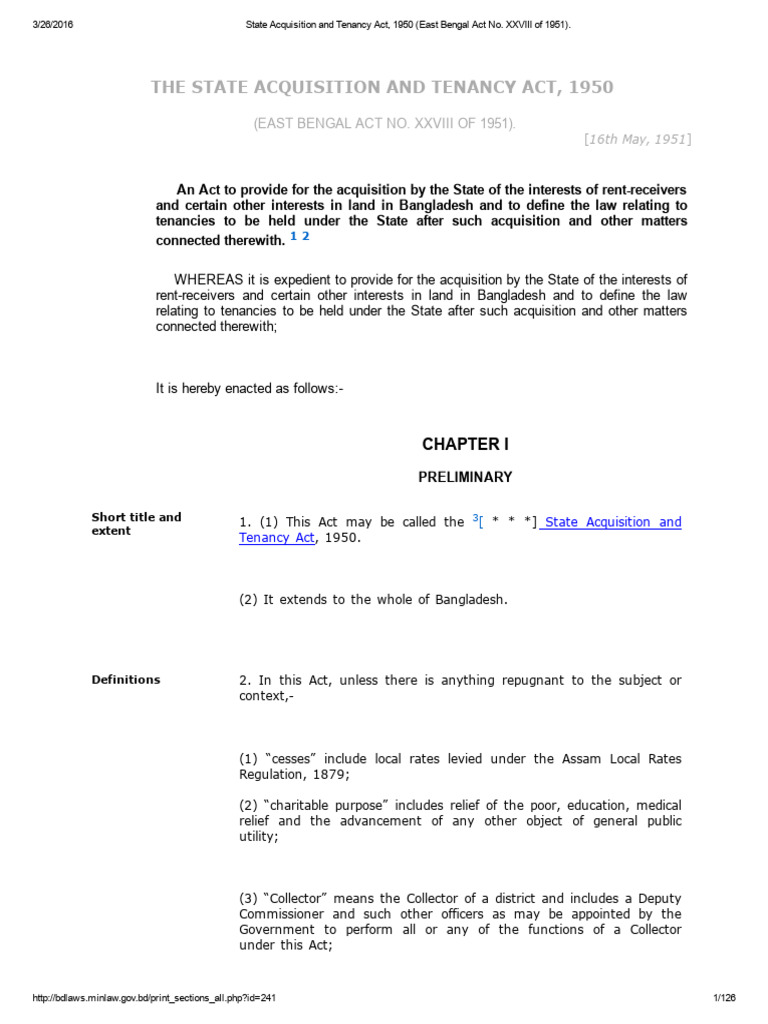 State Acquisition and Tenancy Act 1950 | PDF | Leasehold Estate | Lease