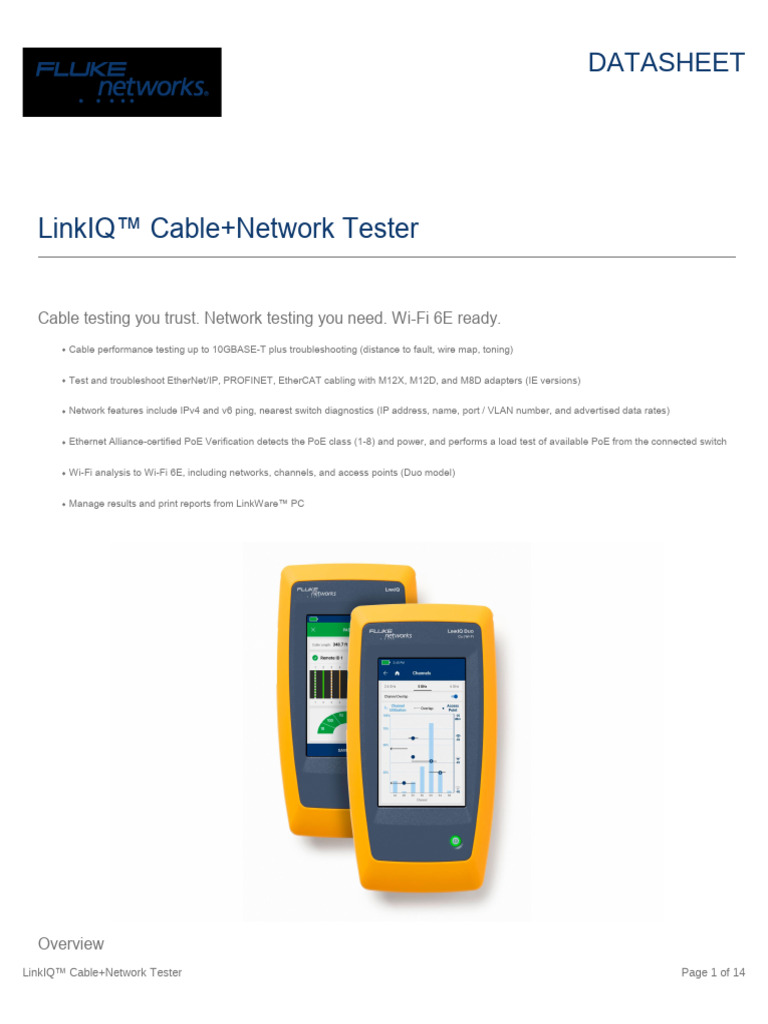 LinkIQ™ Cable & Network Tester Overview | PDF | Computer Network | Ethernet