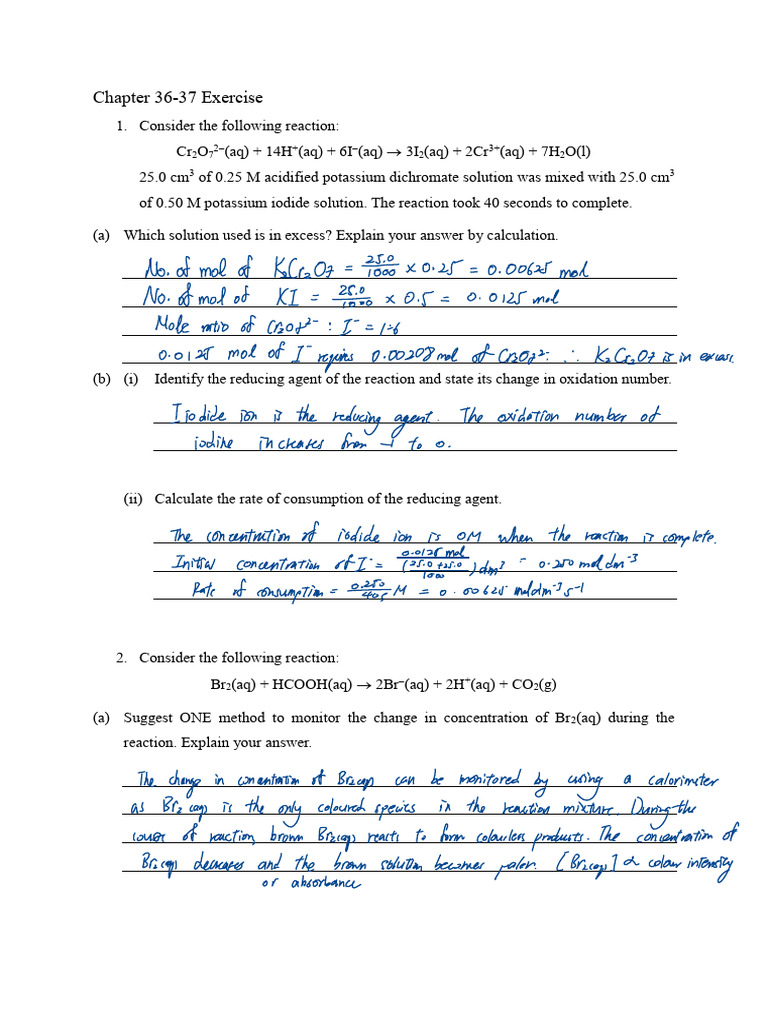 Chapter 36-37 Exercise | PDF | Chemical Reactions | Magnesium