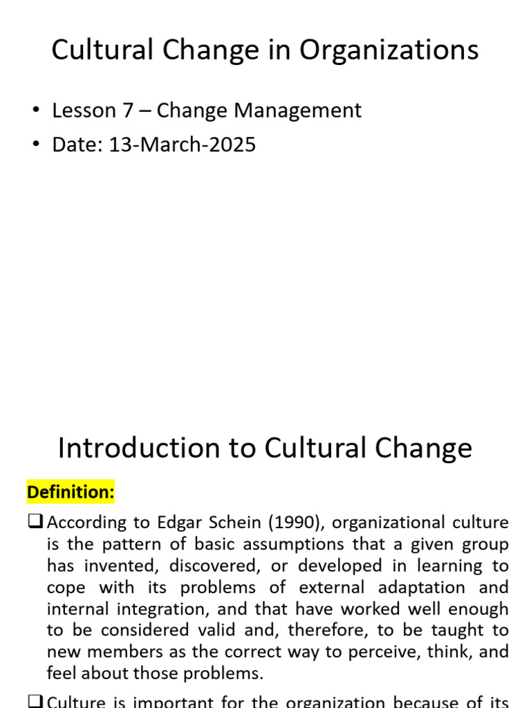 Strategies for Cultural Change in Organizations | PDF | Leadership ...