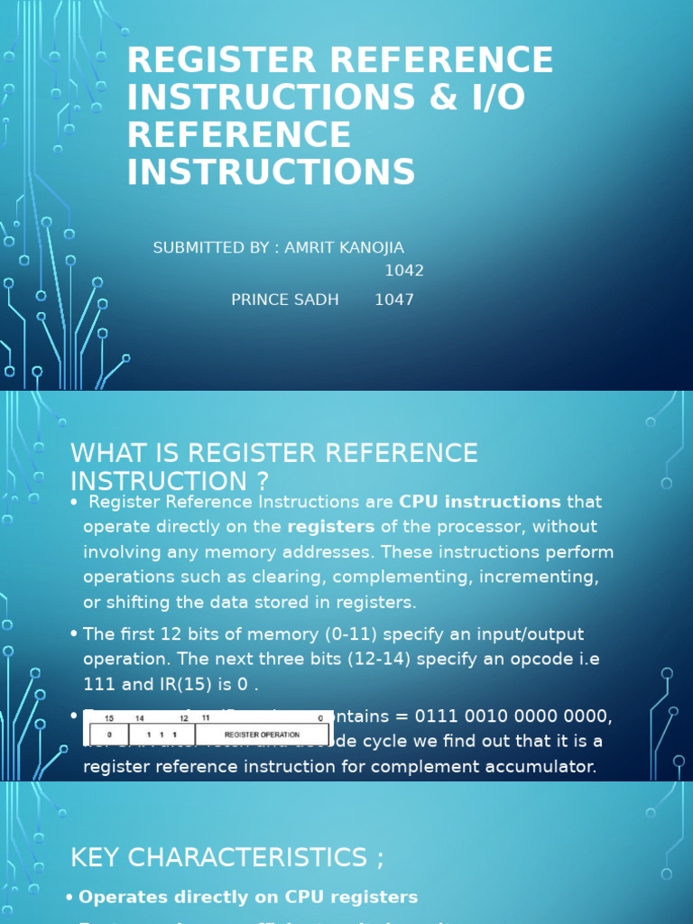 Register & I/O Reference Instructions | PDF | Computer Program ...