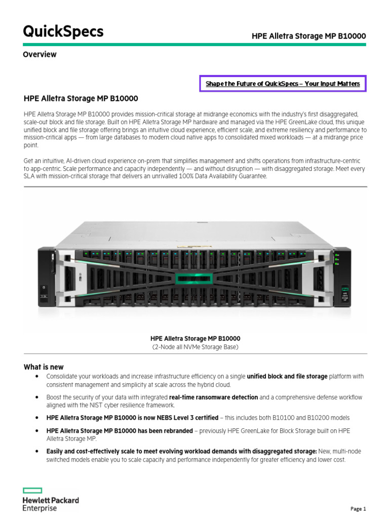 HPE Alletra Storage MP B10000 Overview | PDF | Solid State Drive ...