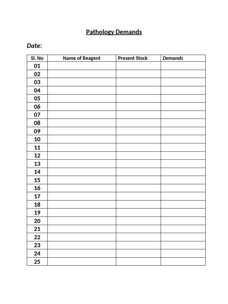 Pathology Reagent Stock and Demands | PDF