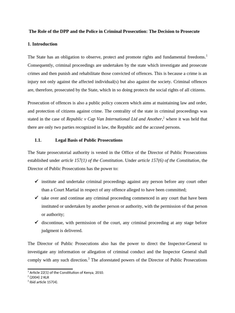 Role of DPP in Criminal Prosecution | PDF | Prosecutor | Criminal ...