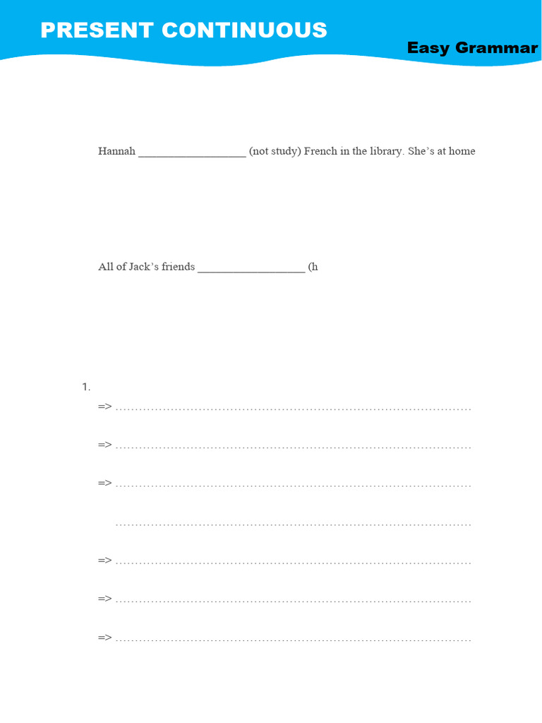 Present Continuous Worksheet with Answers | PDF | Chess Openings | Chess