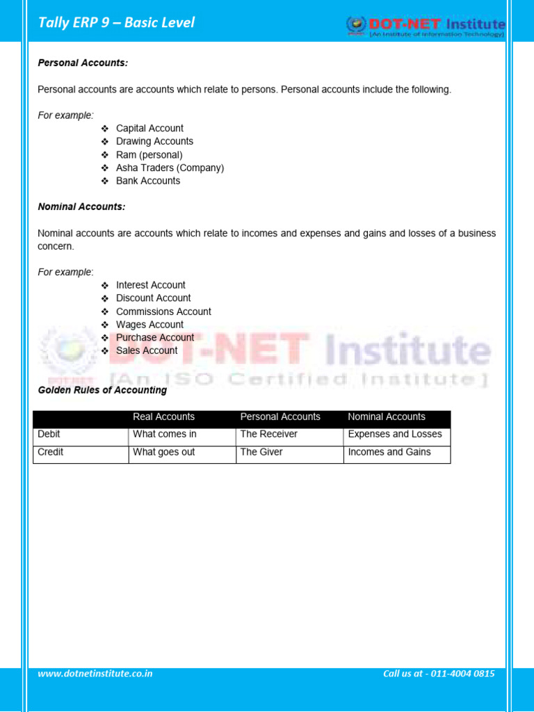 Tally ERP 9 Basic Level Guide | PDF | Debits And Credits | Financial ...