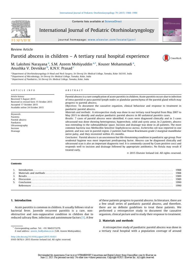 International Journal of Pediatric Otorhinolaryngology | PDF | Medical ...