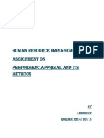 Human Resource Management Assignment On Performenc Apprisal and Its Methods