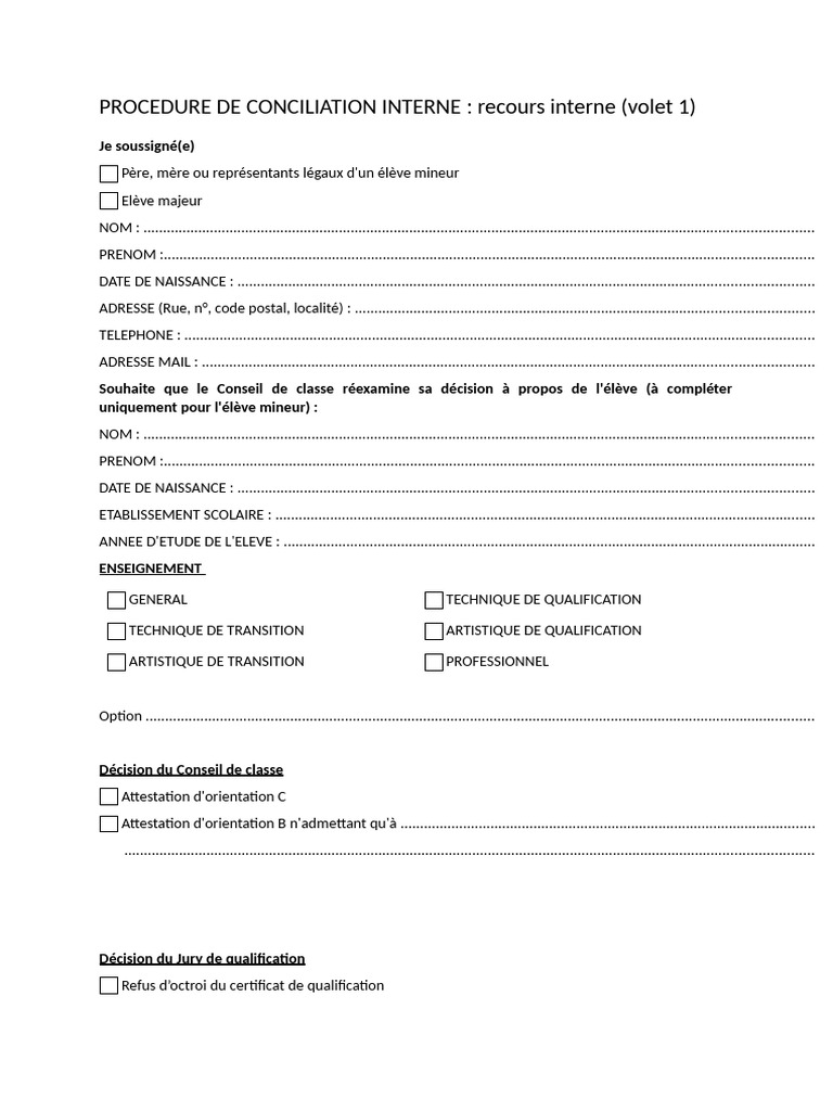 Demande de Conciliation Interne | PDF