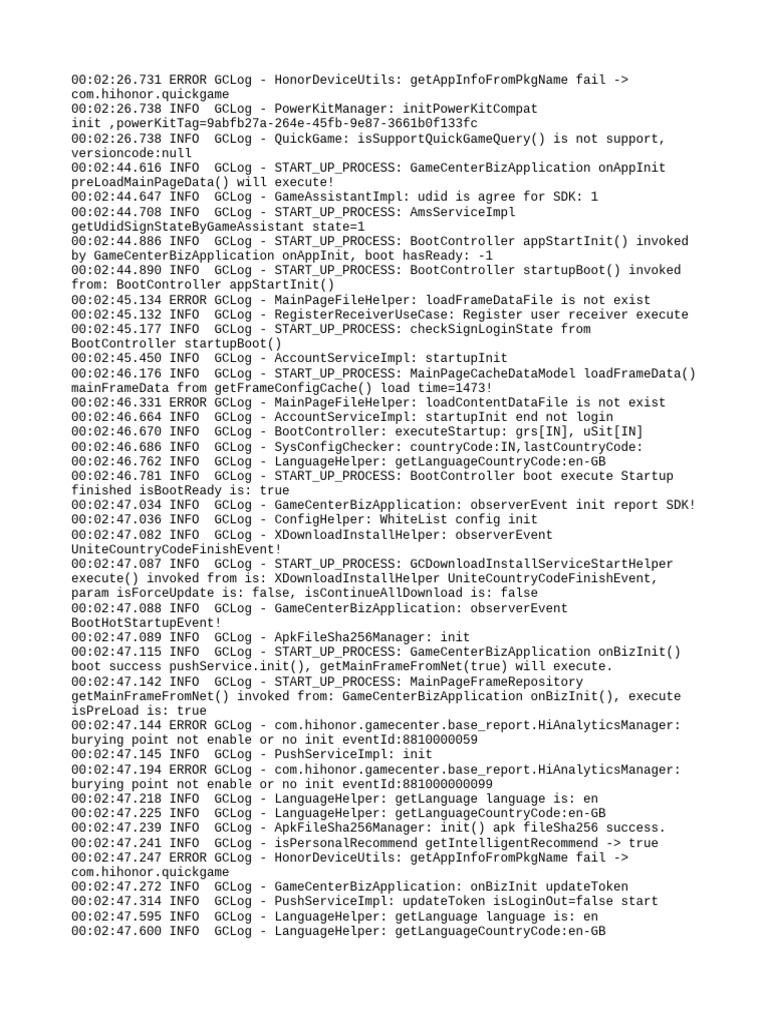 Honor GameCenter Log Analysis | PDF | Computing | Software