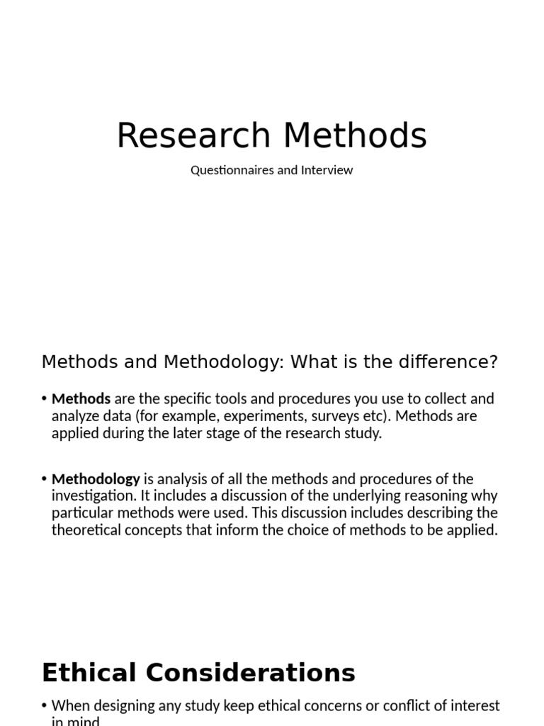 Research Methods: Questionnaires Explained | PDF | Survey Methodology ...