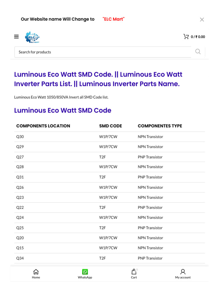 Luminous Inverter Parts and Codes Guide | PDF | Electronics ...