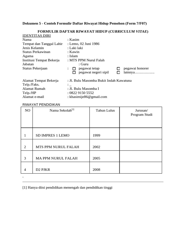 Contoh Berkas RPL Kasim | PDF