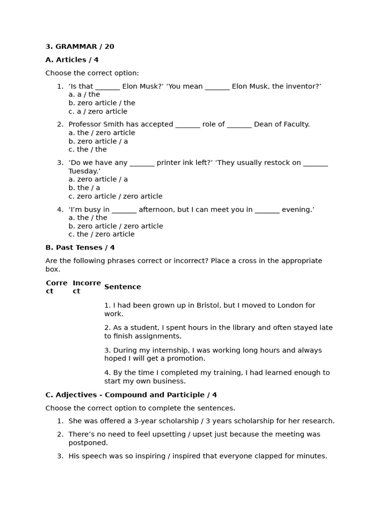 Mini Grammar Test Level 7+8 | PDF | Language Families | Linguistic Typology