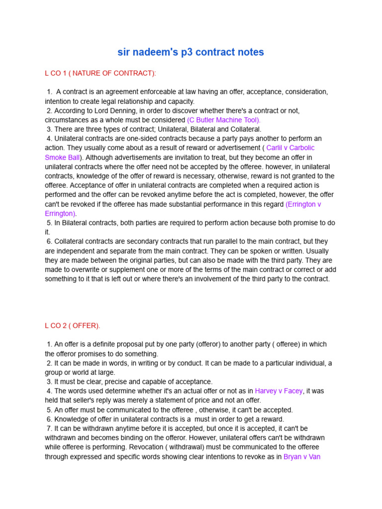 Contract Law: Offers, Acceptance, Types | PDF | Offer And Acceptance ...