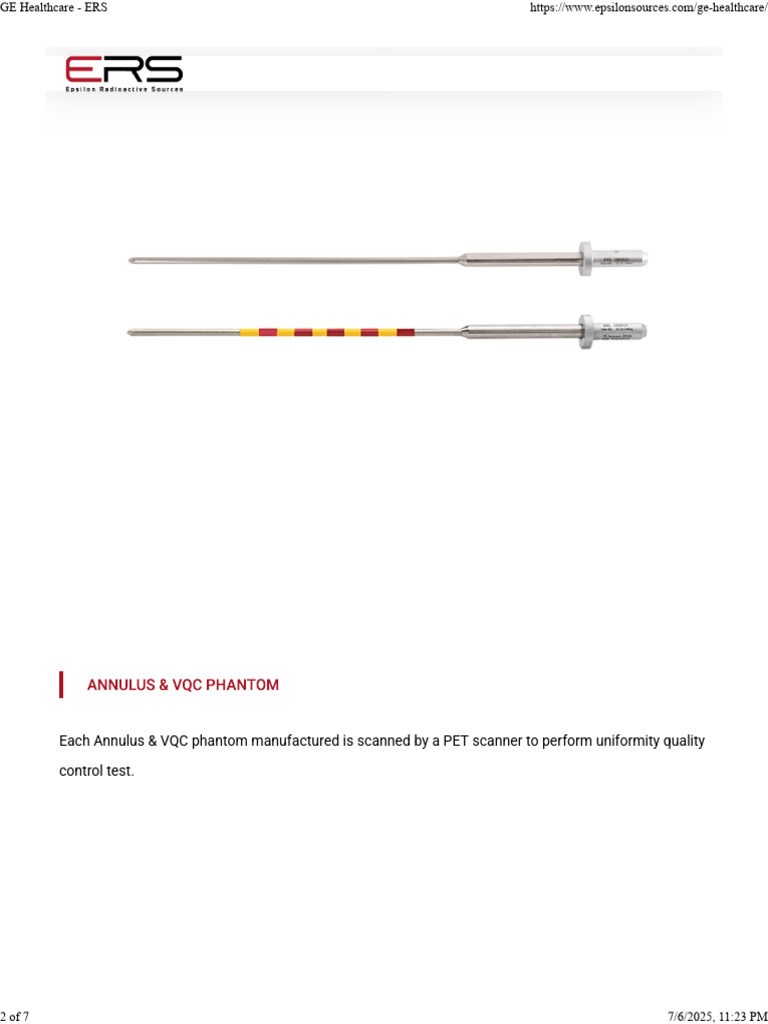 GE-68 Annulus Phantom Specifications | PDF | Nuclear Medicine | Medical ...