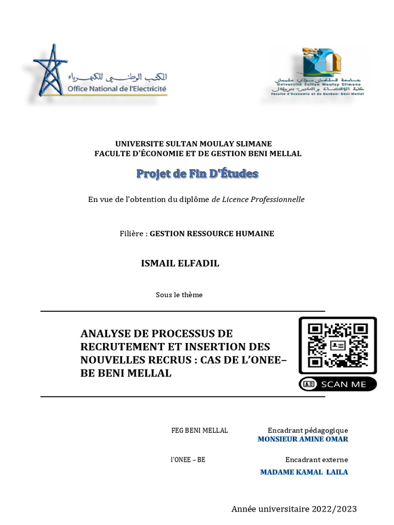 Recrutement et Intégration à l'ONEE-BE | PDF | Recrutement | Gestion ...